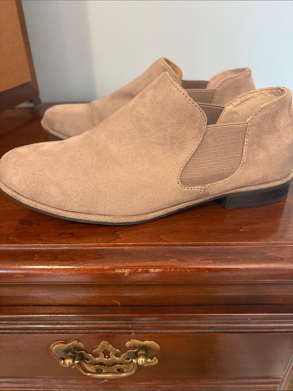 Kelly& Katie Suede Slip-On Dress Shoe in Light Taupe